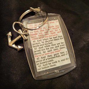 Bible Scripture Keychain with Metal Anchor Pendant
